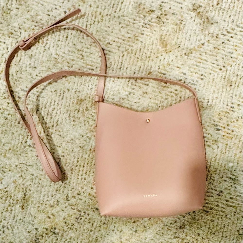 Pastel Pink Samara Crossbody Bucket Bag